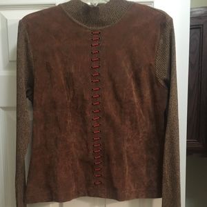 Prime / Blouse Sweater / Brn Leather Look